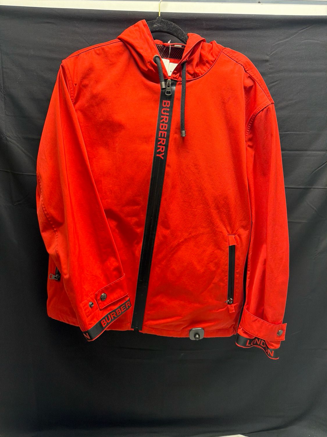 Burberry Logo Twill Hooded Jacket Sz M