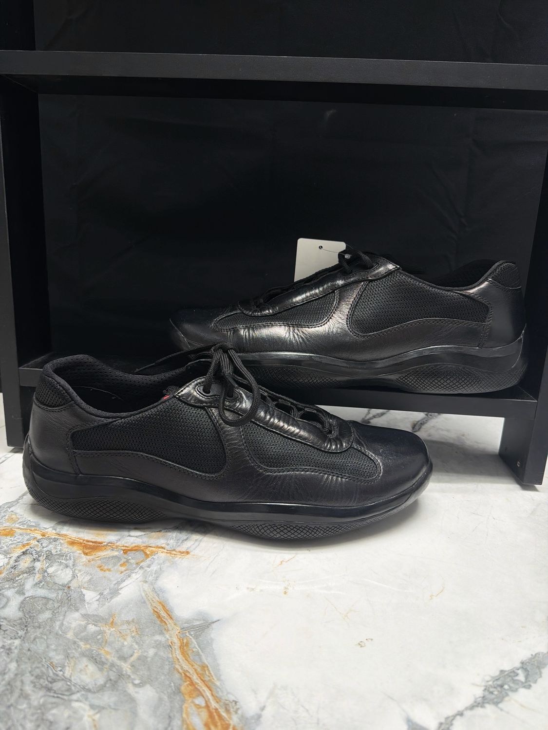 VTG Prada Cups Black Leather No Box Sz 10