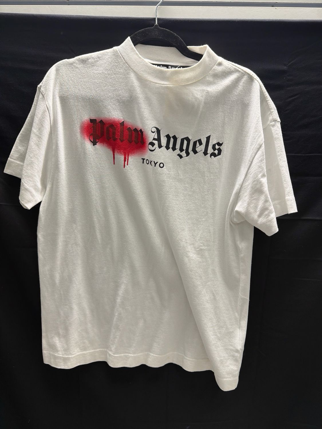 Palm Angels Red Spraypaint White T-Shirt Sz XS