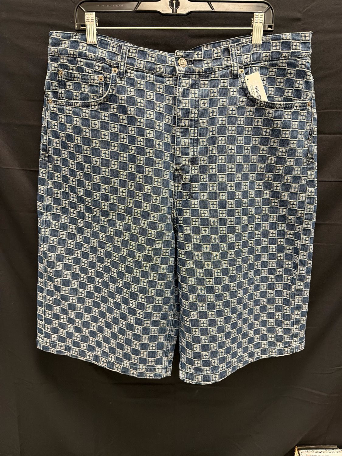 Ksubi Blue Checkered Jean Shorts Sz 34