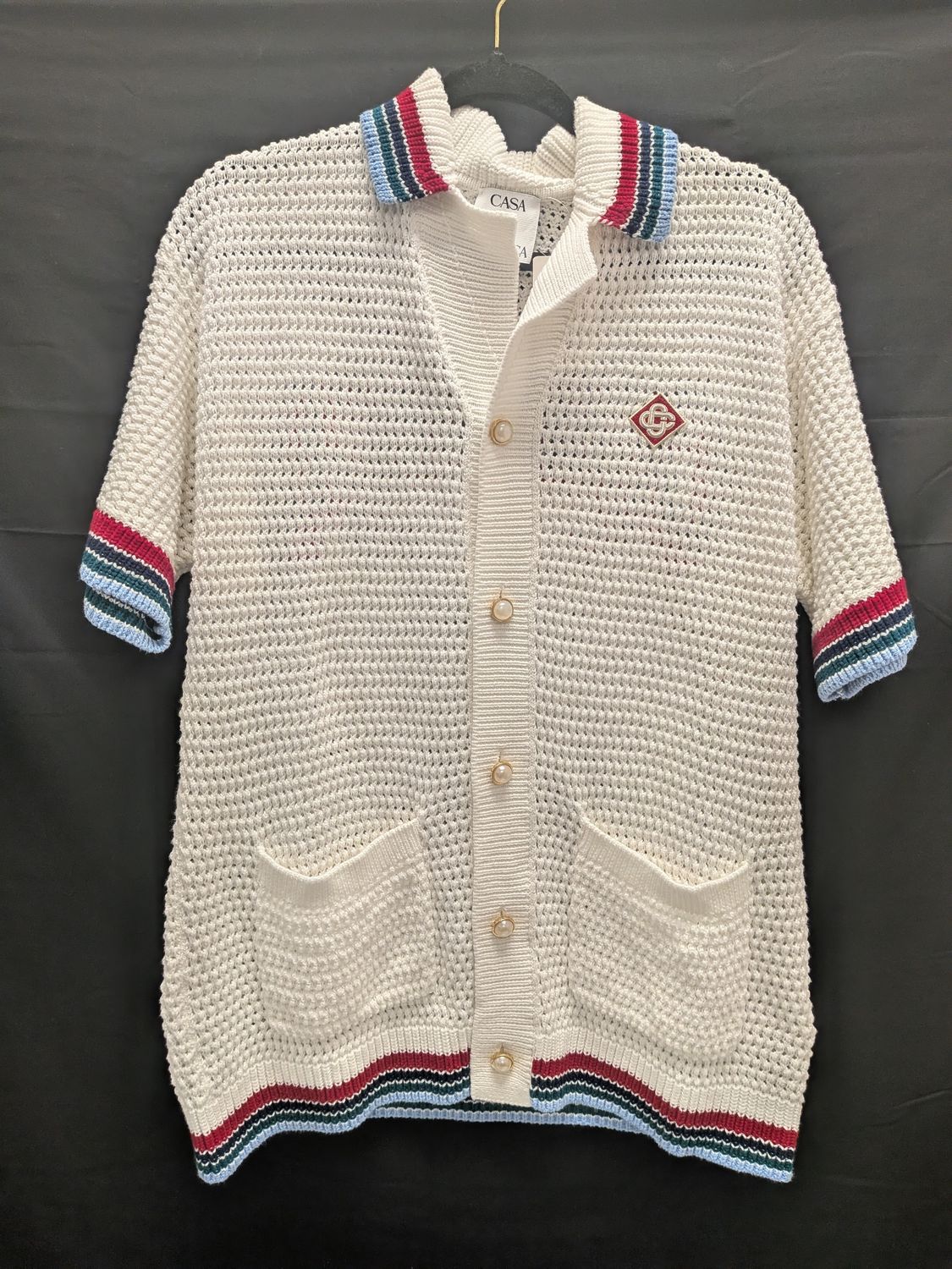 Casablanca Crochet Button Up Shirt White Sz S