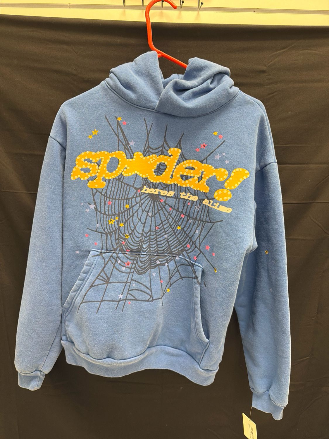 Sp5der Blue Web Hoodie Sz S