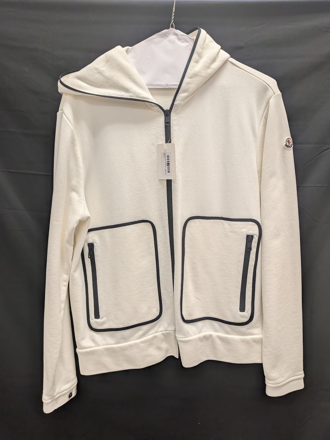 Moncler White Hoodie Full Zip Sz L