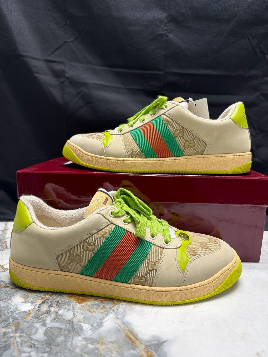 Gucci Reweb Cream/Green w/ Box Sz 10.5