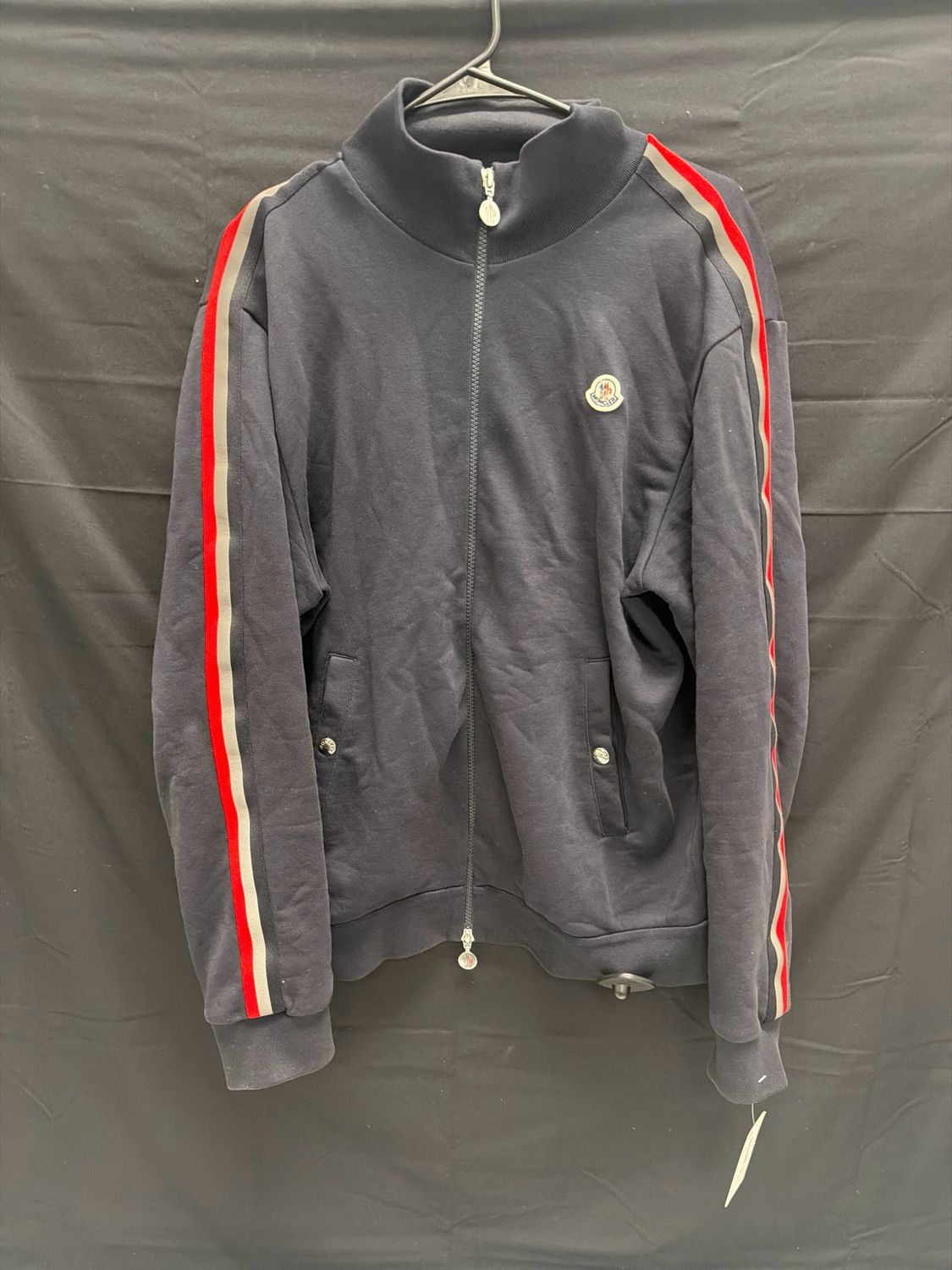 Moncler Stripe Detail Zip Up Sweatshirt