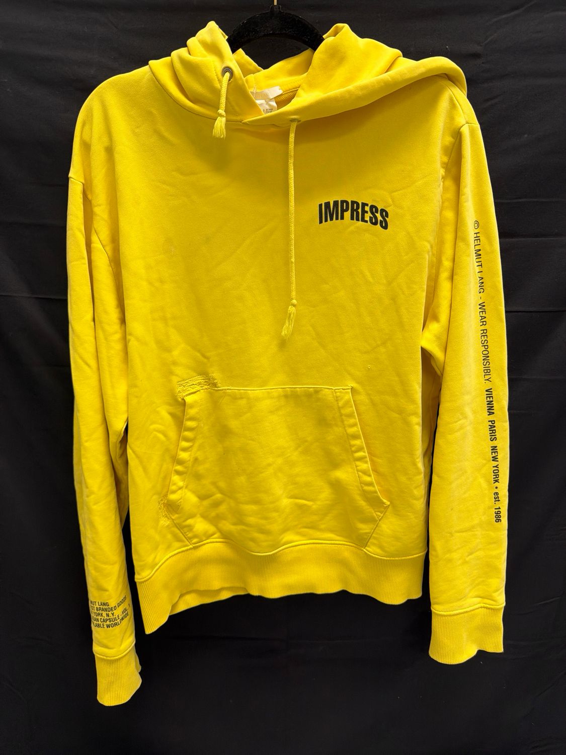 Helmut Lang Impress Hoodie Yellow Sz XS
