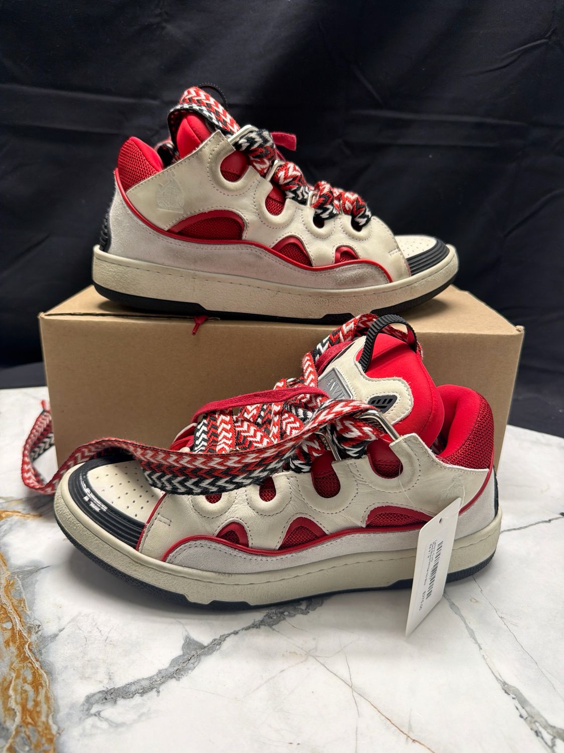 Lanvin Curb Red/Black/White No Box Sz 9