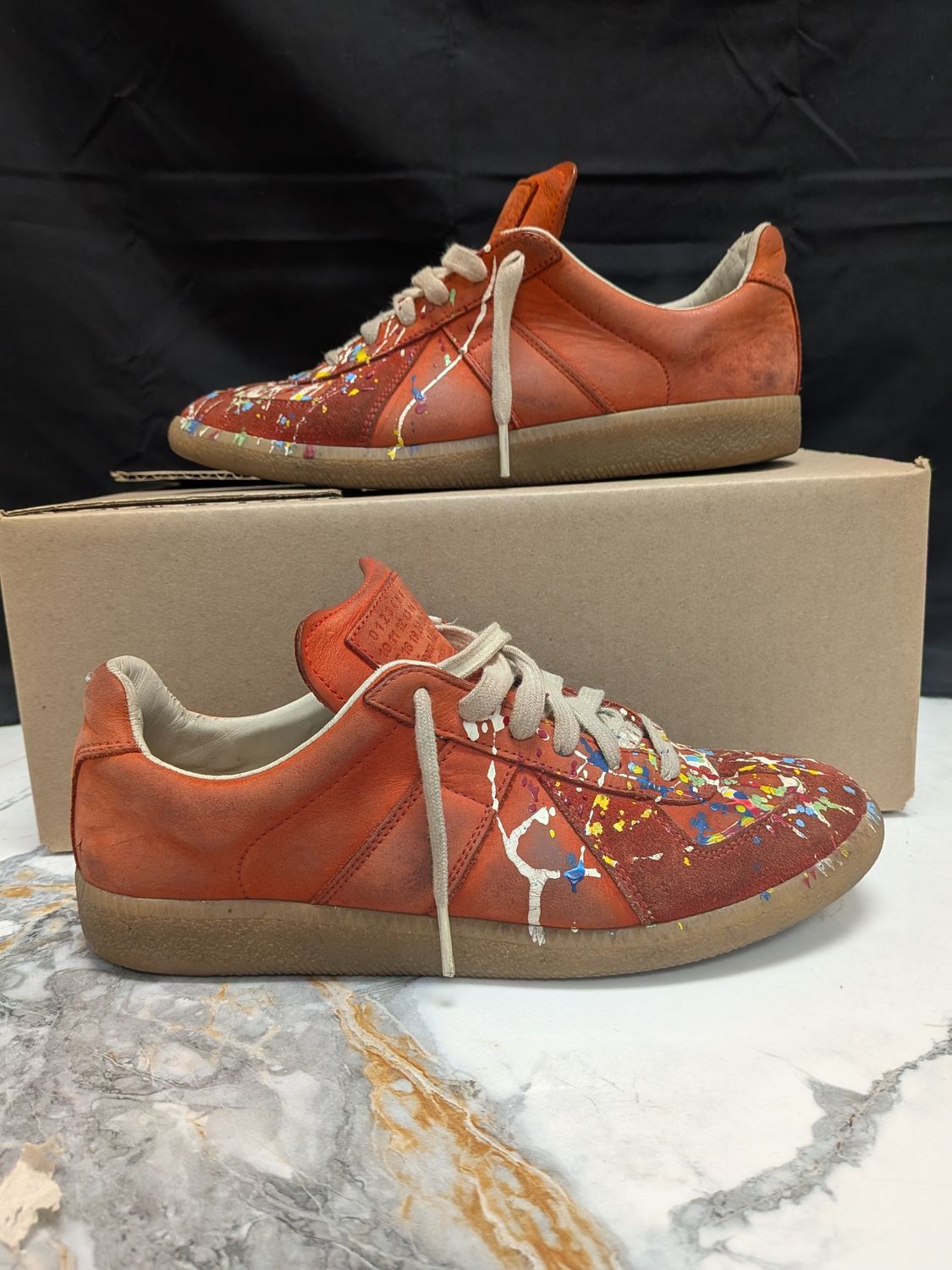 Maison Margiela Red Paint Splatter GAT (no box, no insoles) Sz 6