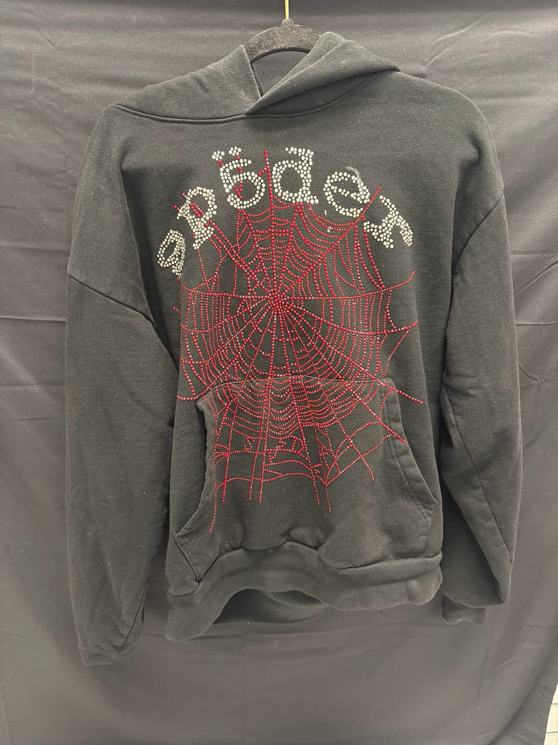 Sp5der OG Rhinestone Logo Hoodie Sz M