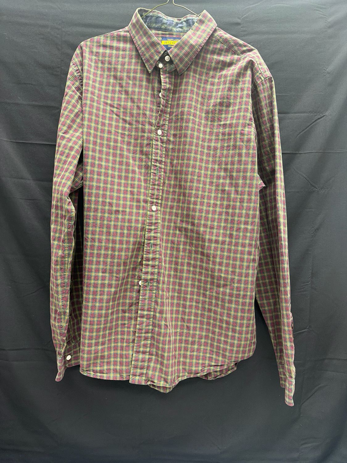 Ralph Lauren Rugby Long Sleeve Button-Up Shirt Red/Green Sz 2XL