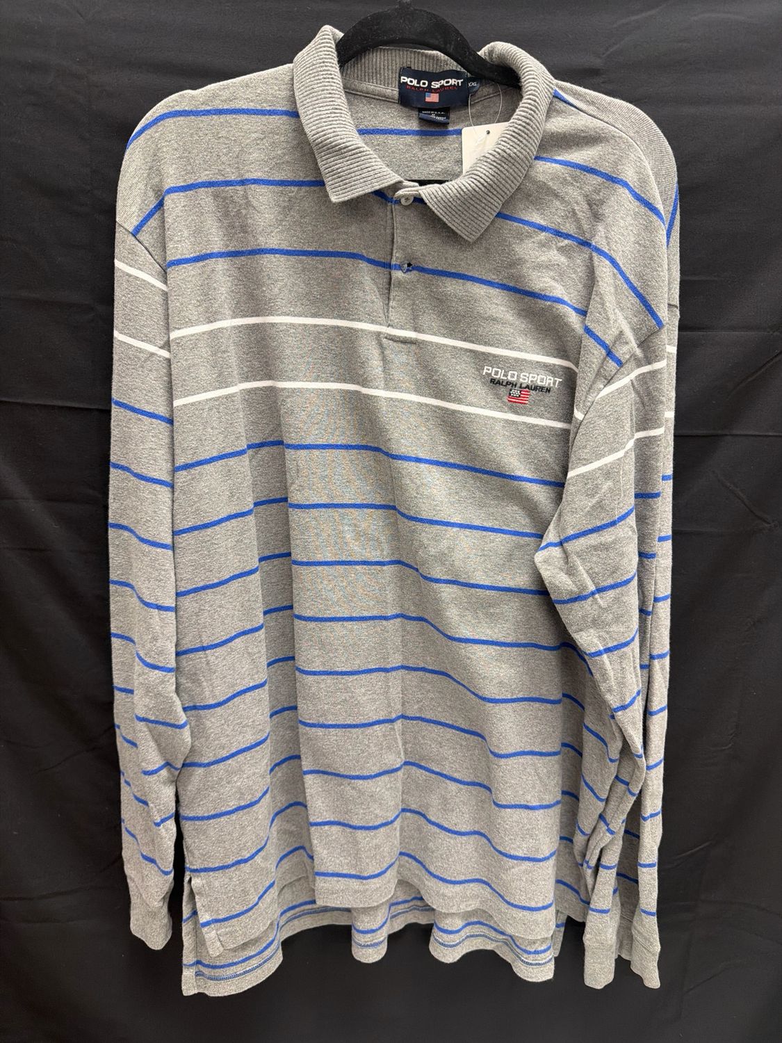 Ralph Lauren Polo Sport Long Sleeve Shirt Blue/Stripe Sz 2XL