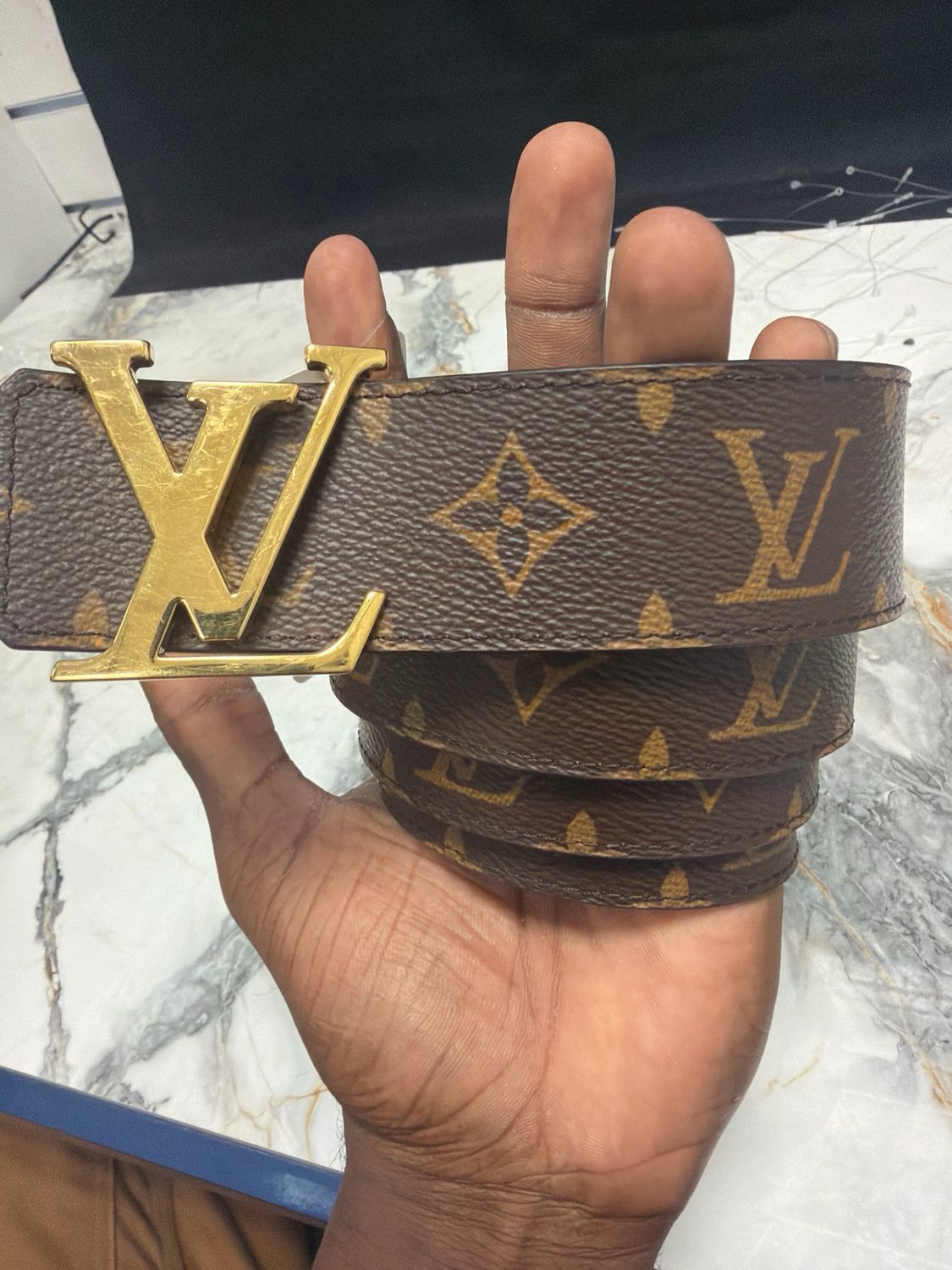 Louis Vuitton Brown Monogram Belt Sz 36