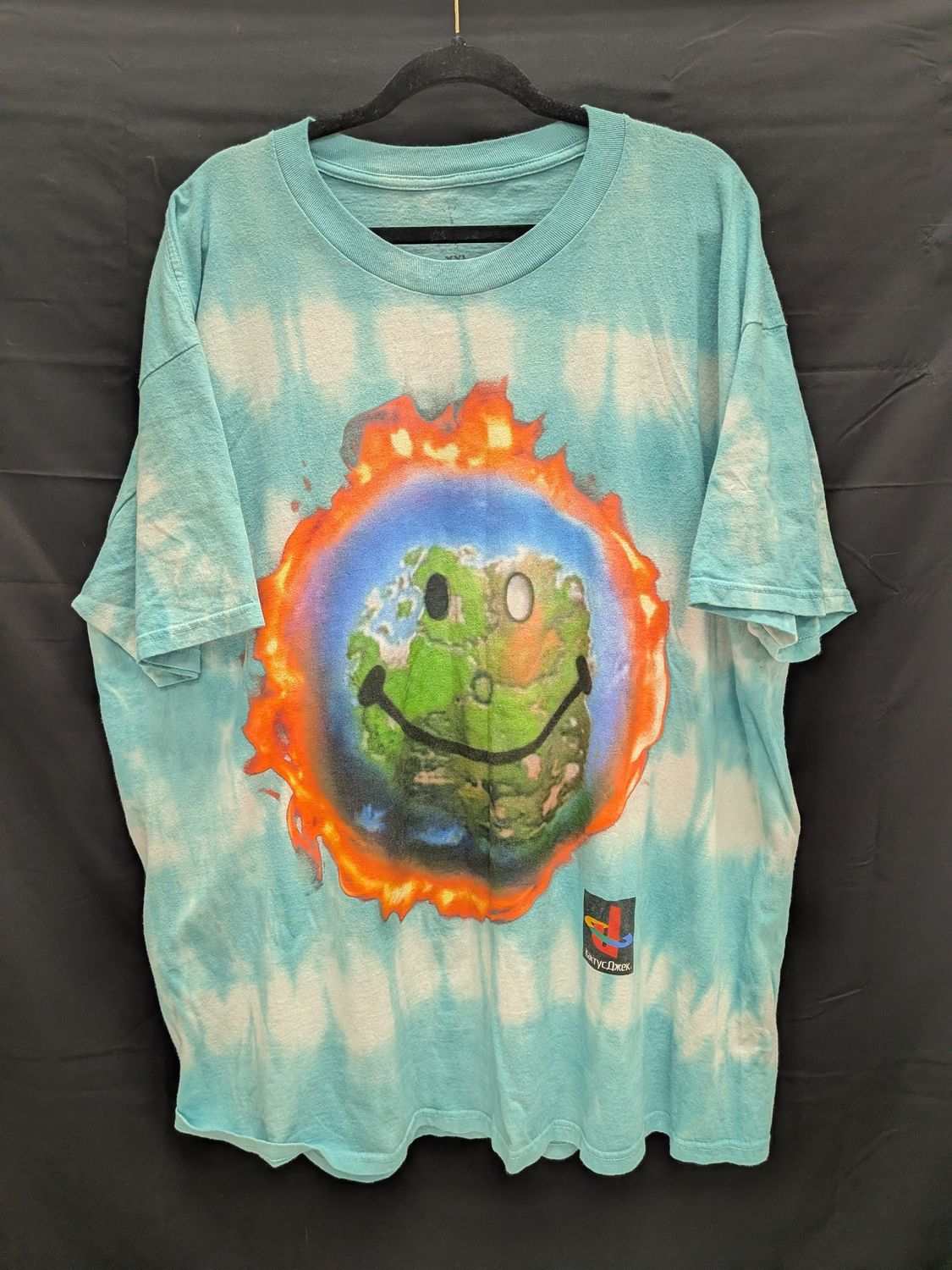 Cactus Jack Blue Tie-Dye Smiley Tee Sz 2XL