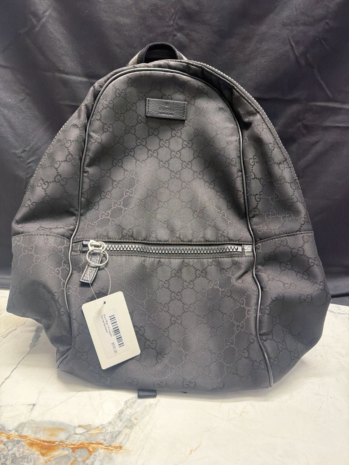 Gucci Black Monogram Canvas Backpack