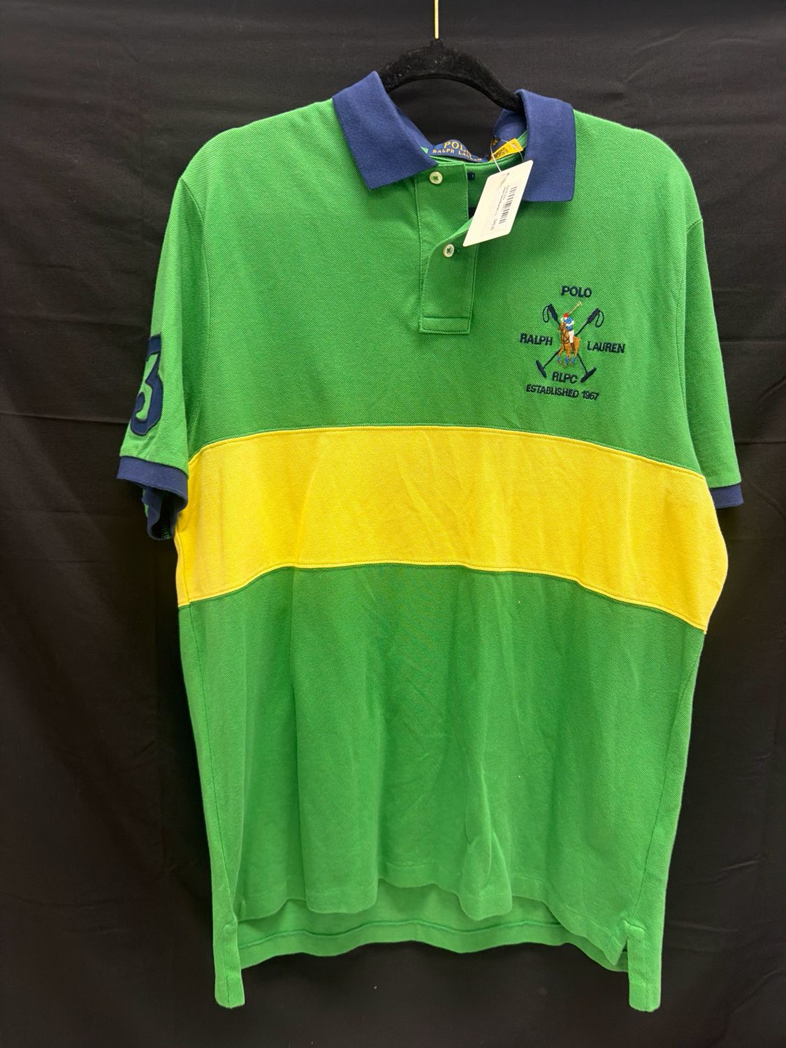 Polo RL Polo Green/Yellow/Blue Sz L