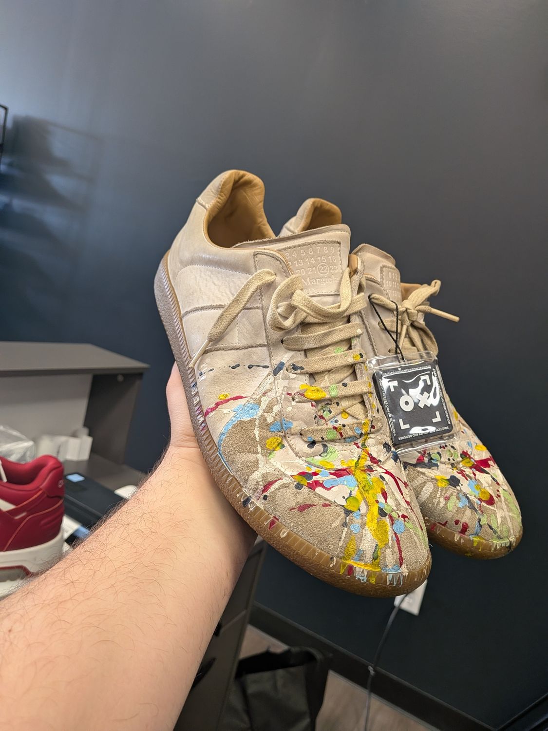 Maison Margiela GAT Paint Splatter Tan (no box) Sz 10