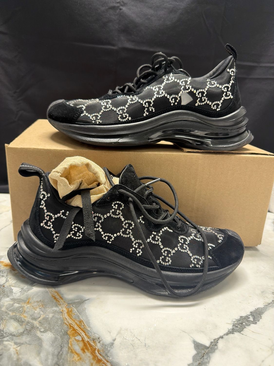 Gucci Black Glitter Sneakers No Box Sz 39