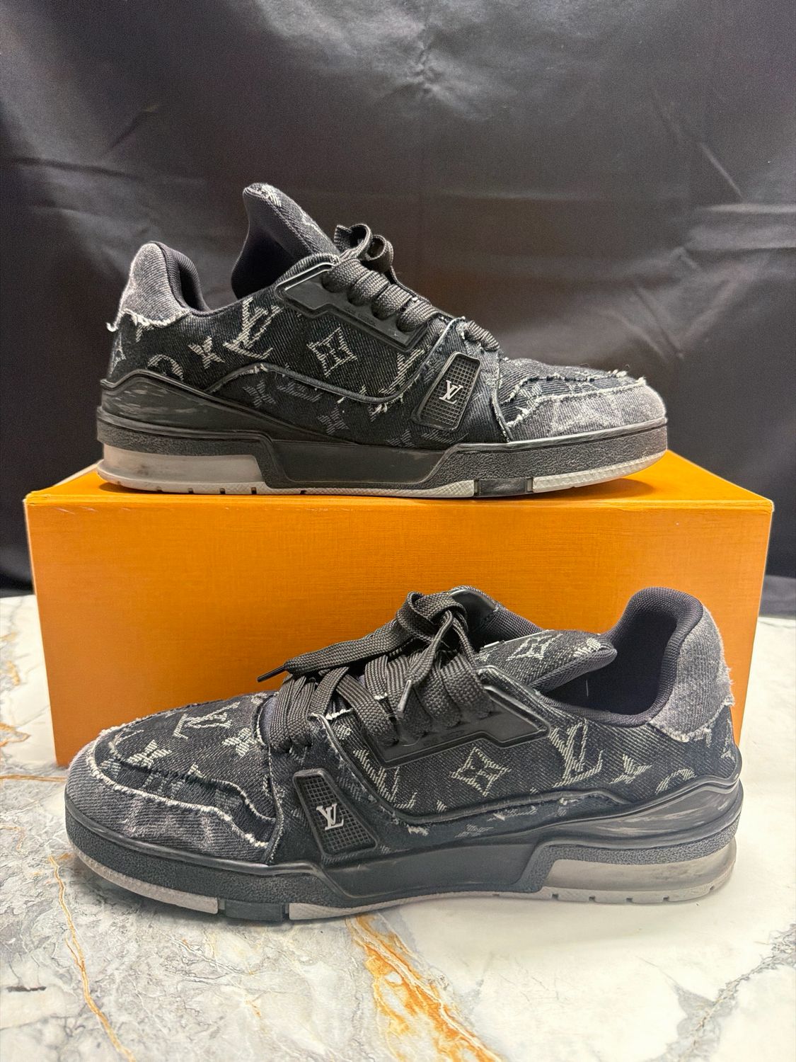 Louis Vuitton Noir Denim Trainers w/ Box Sz 8.5