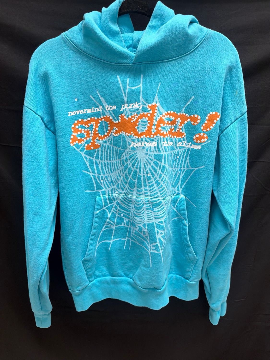 Sp5der Cyan Hoodie Sz M