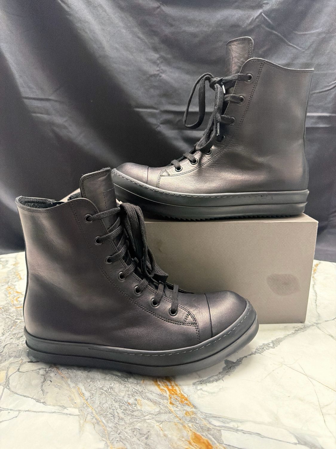 Black Rick Owens Ramones High Sz 42