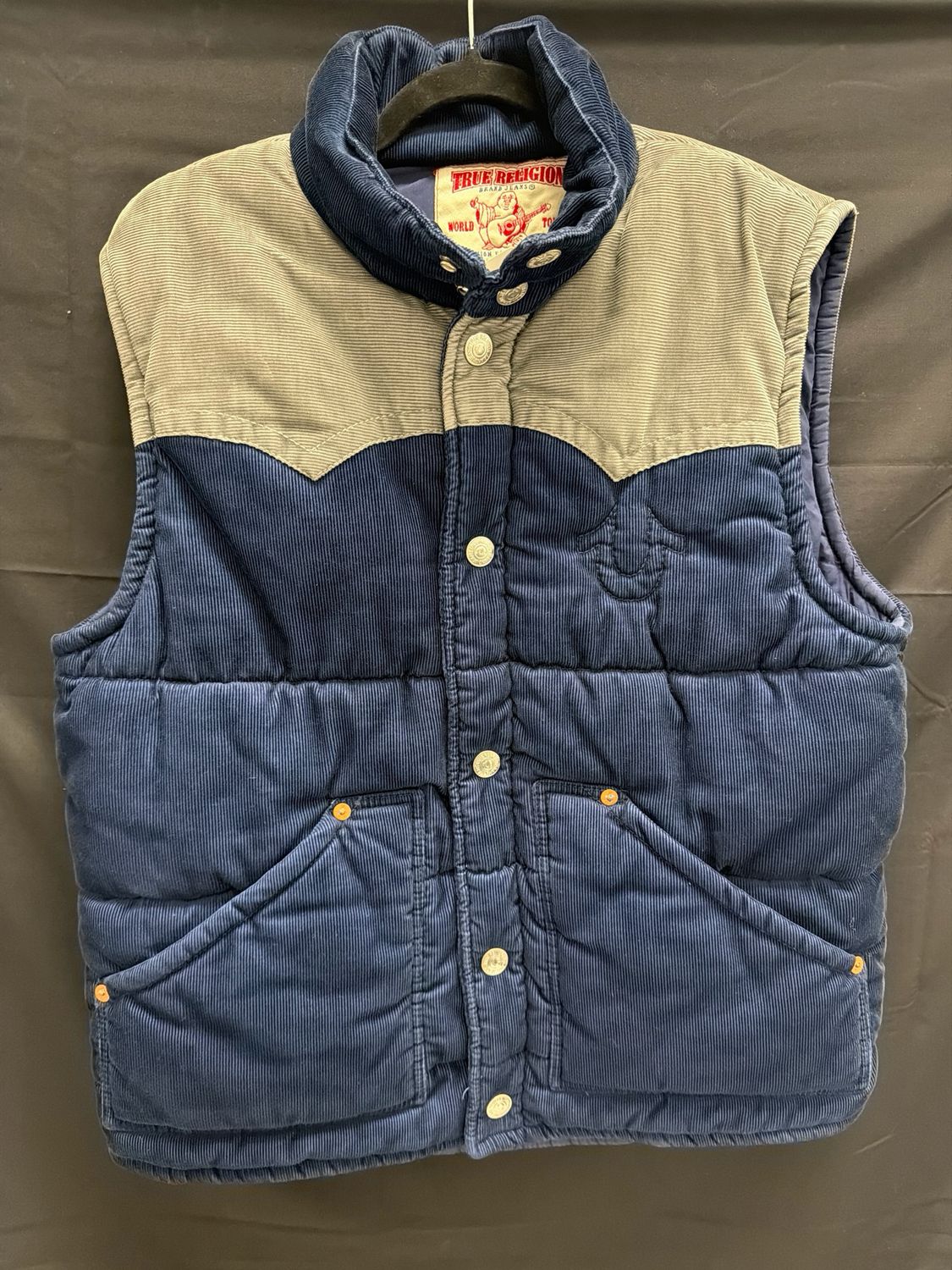 True Religion Grey/Blue Vest Sz 2XL