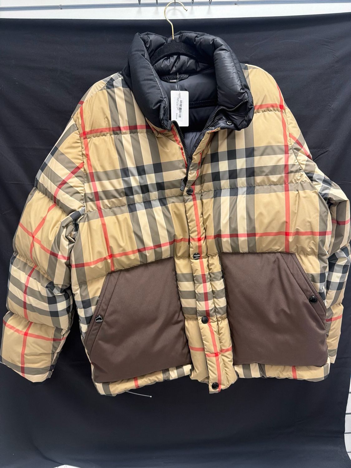 Burberry Check Pattern Puffer Coat Sz L