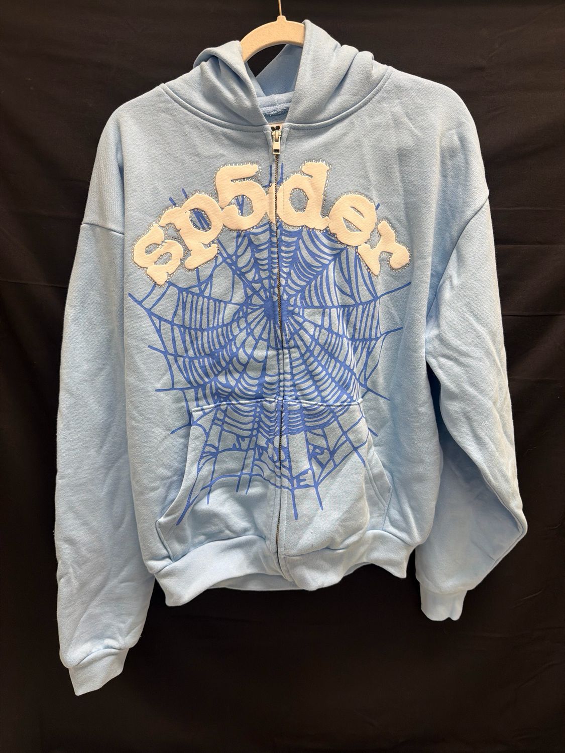 Sp5der Light Blue Hoodie Sz M