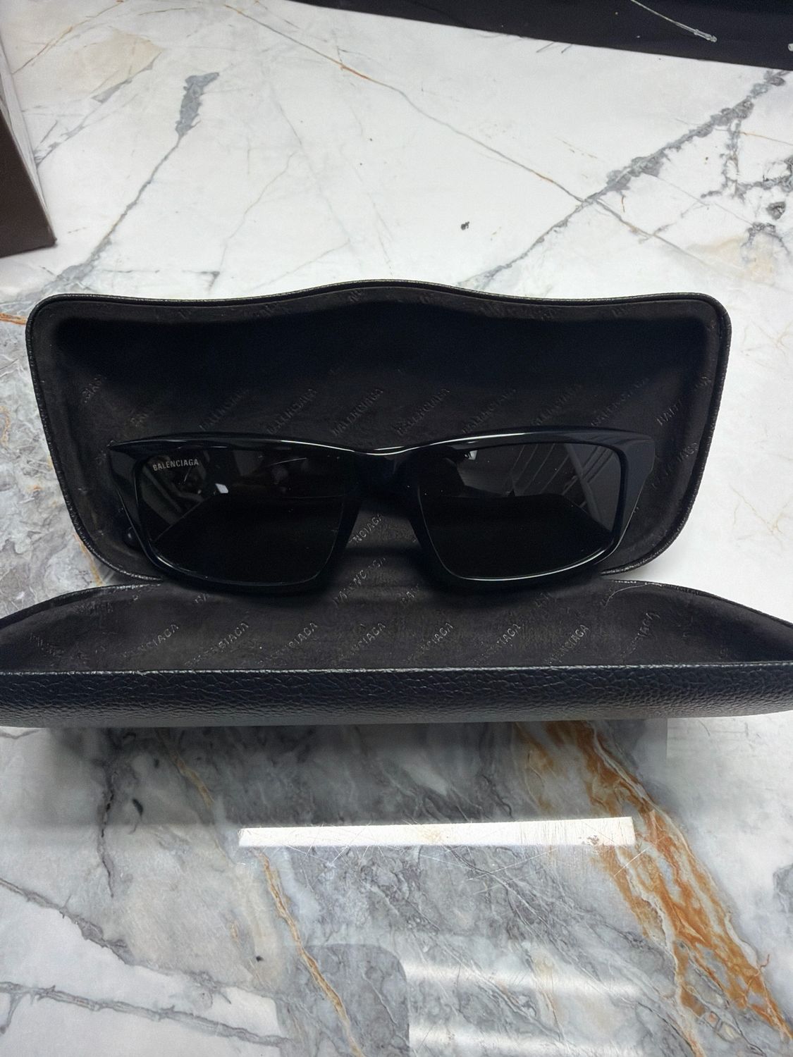 Balenciaga Black Rectangle Sunglasses Sz 48