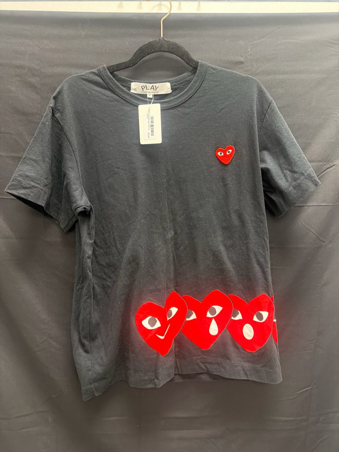 CDG Play Black T-Shirt Sz XL