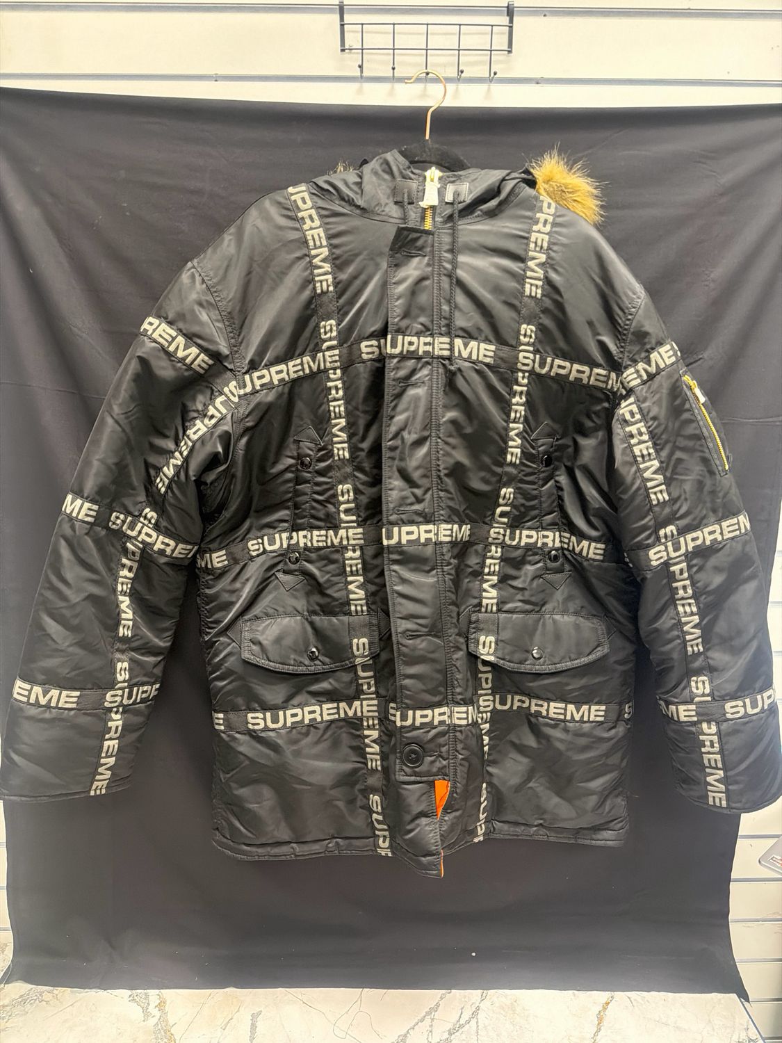 Supreme Black Puffer Coat Sz XL