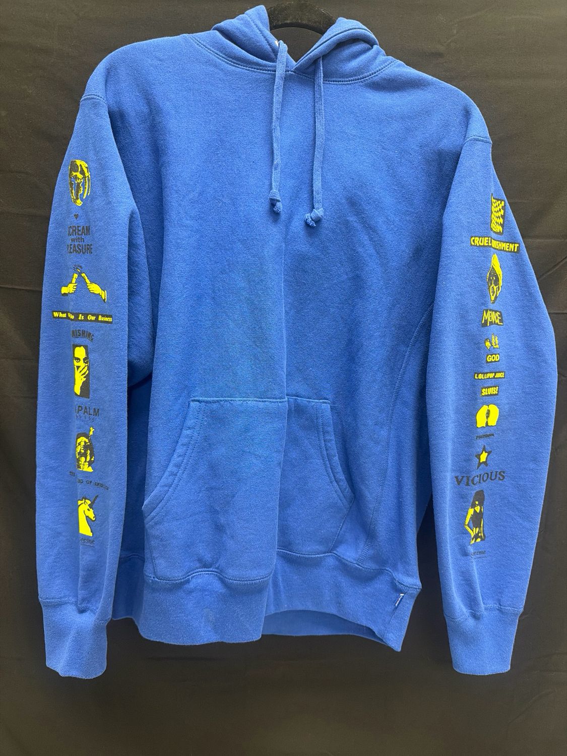 Supreme Blue Hoodie w/ Sleeve Design Sz M