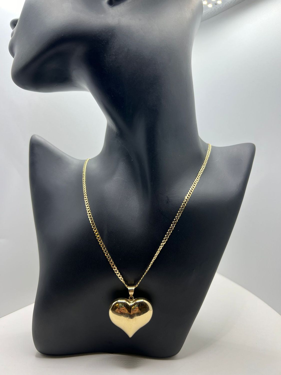 Cadena corte brillo italiana con dije de corazón 14K