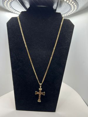 Cadena corte brillo italiana Cruz 14k
