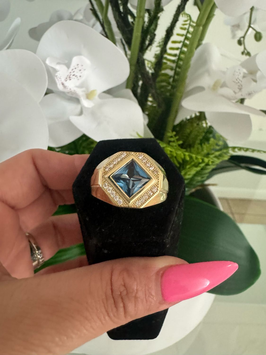 Anillo piedra azul