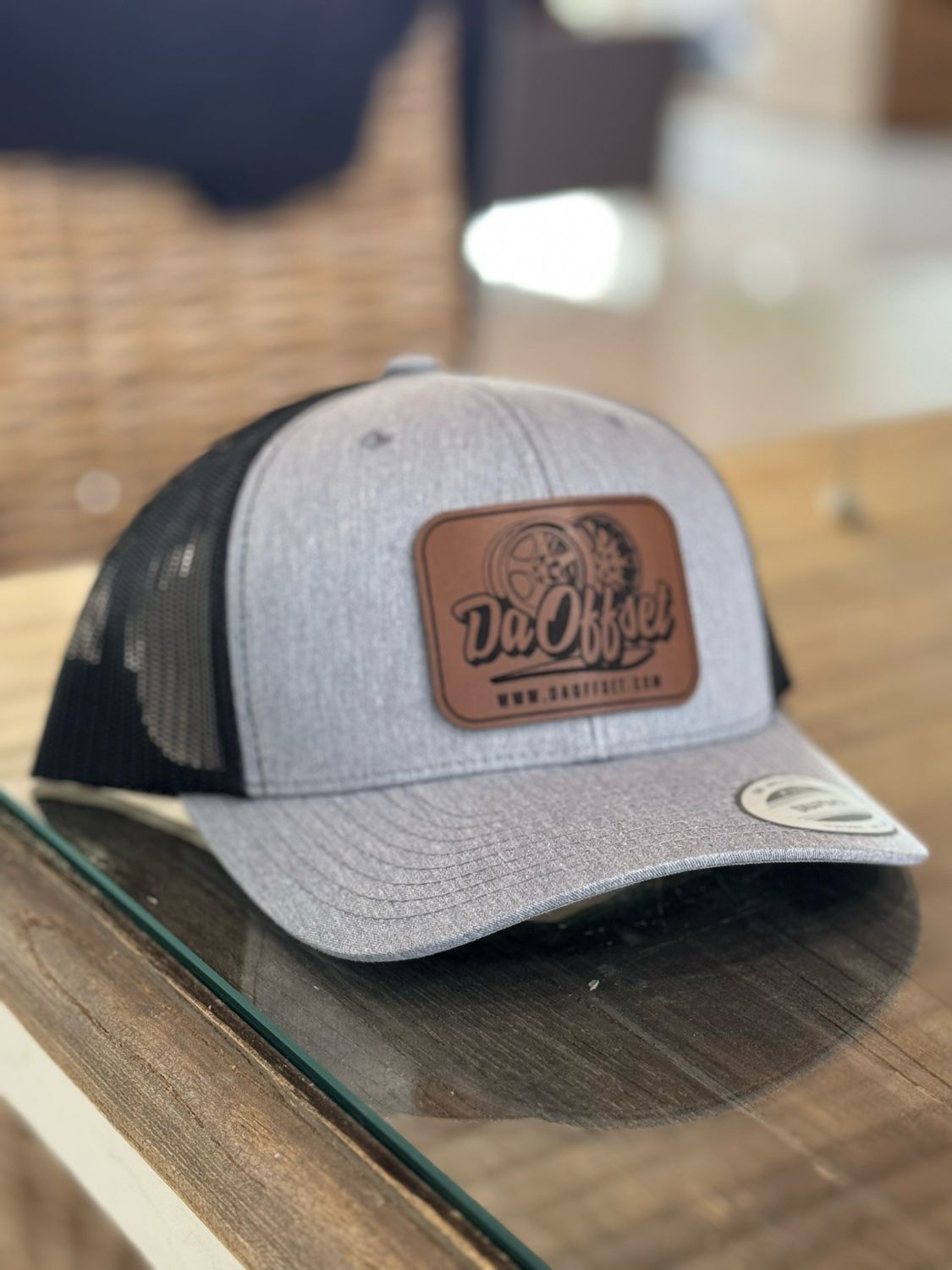 6606 Yupoong Curved Bill Heather Grey/ Black