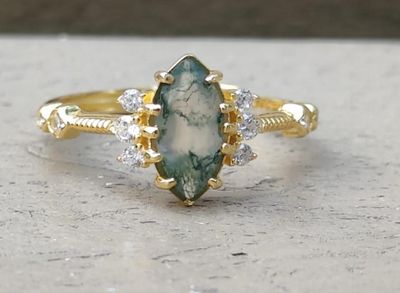 Moss Agate 18k Gold Plated Ring - Layla