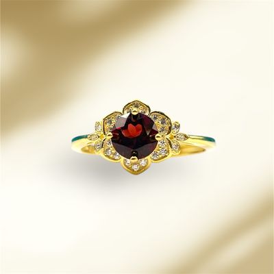Natural Garnet Vintage Ring - Amayah