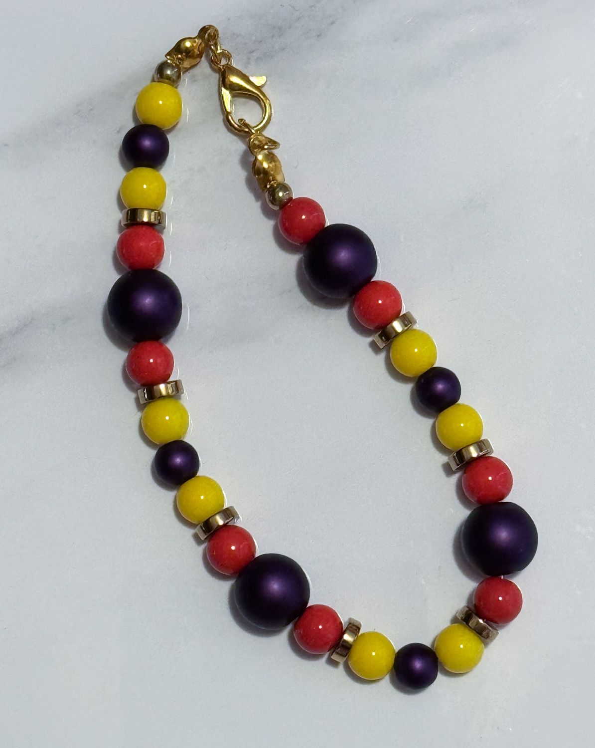 Orange, Yellow, Purple Beaded Clasp Bracelet