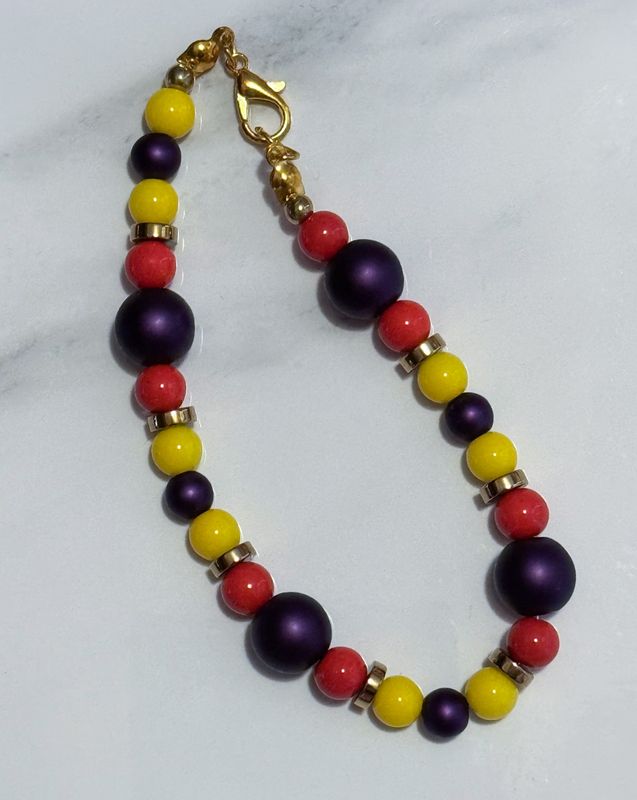 Orange, Yellow, Purple Beaded Clasp Bracelet