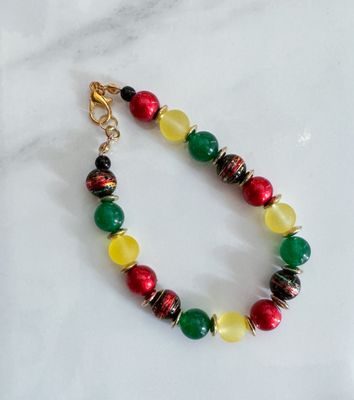 Red, Yellow, Green Beaded Clasp Bracelet