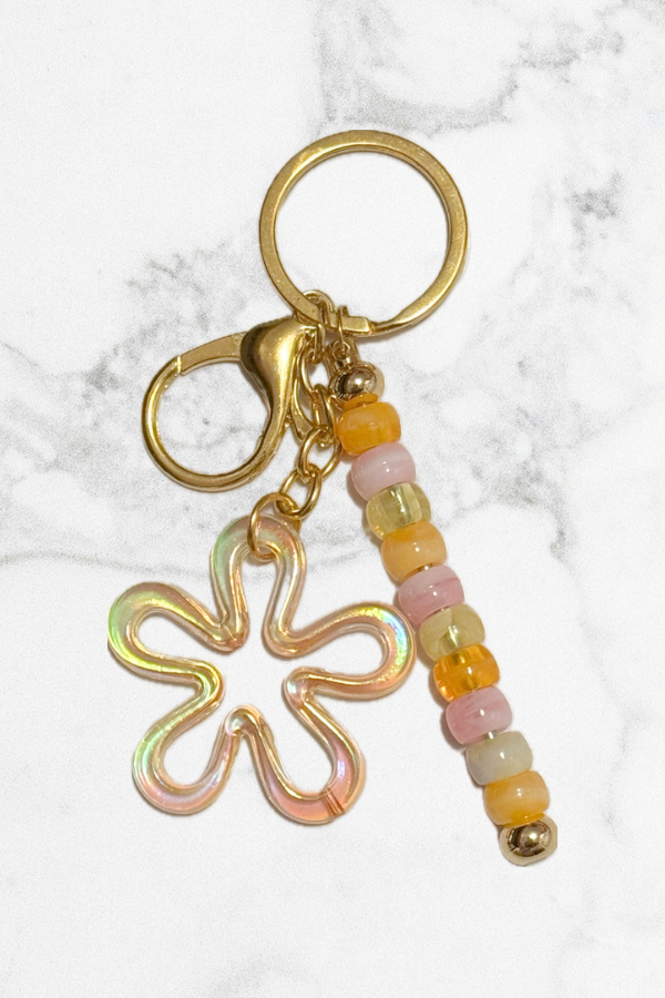 Orange and Pink Floral Keychain