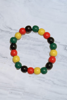 Red, Yellow, Green, Black Beaded Elastic Bracelet