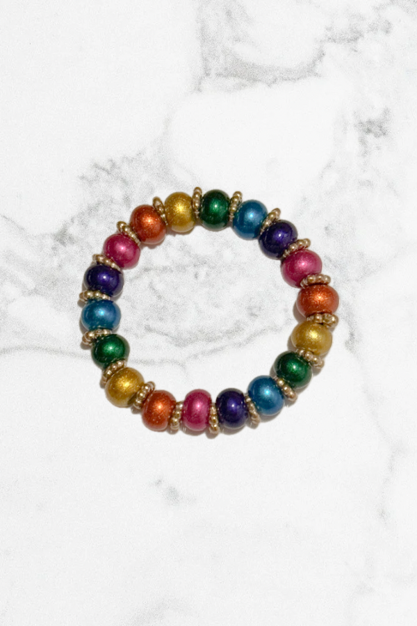 Rainbow Beaded Elastic Bracelet