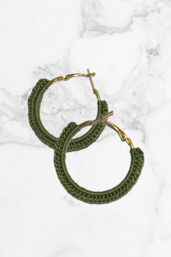Olive Green Crochet Hoops