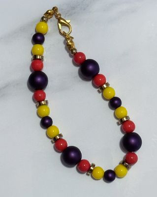 Orange, Yellow, Purple Beaded Clasp Bracelet