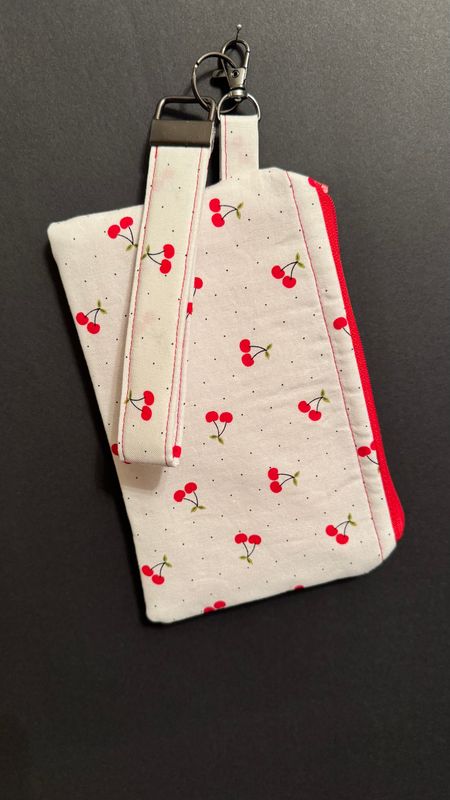 White Cherry Key Fob and Wristlet Set