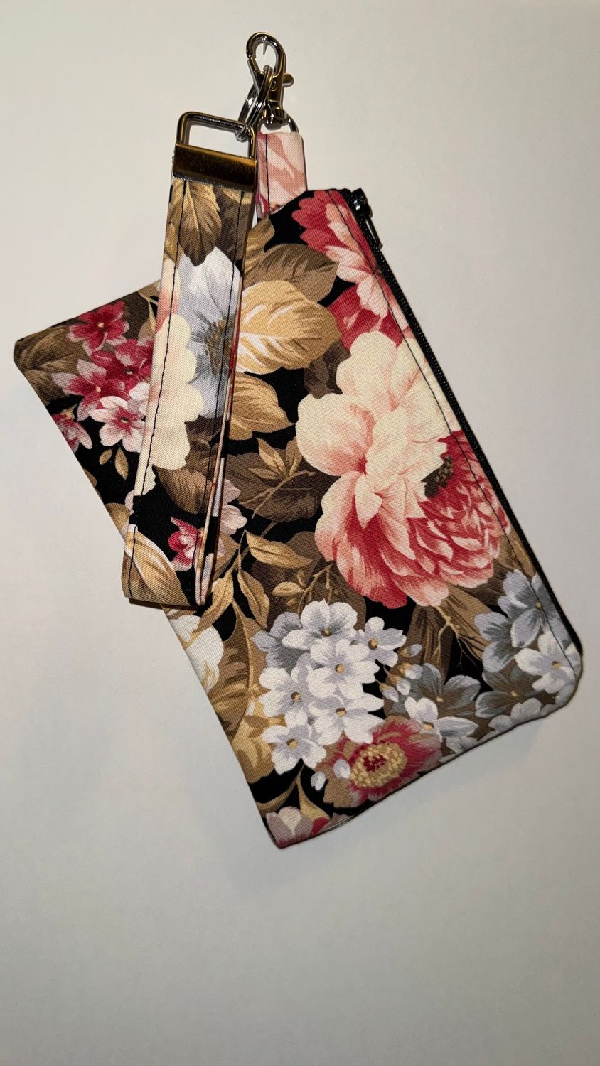 Floral Print Key Fob and Wristlet Set