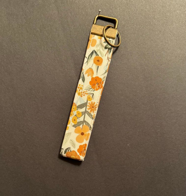 Orange and Yellow Floral Key Fob