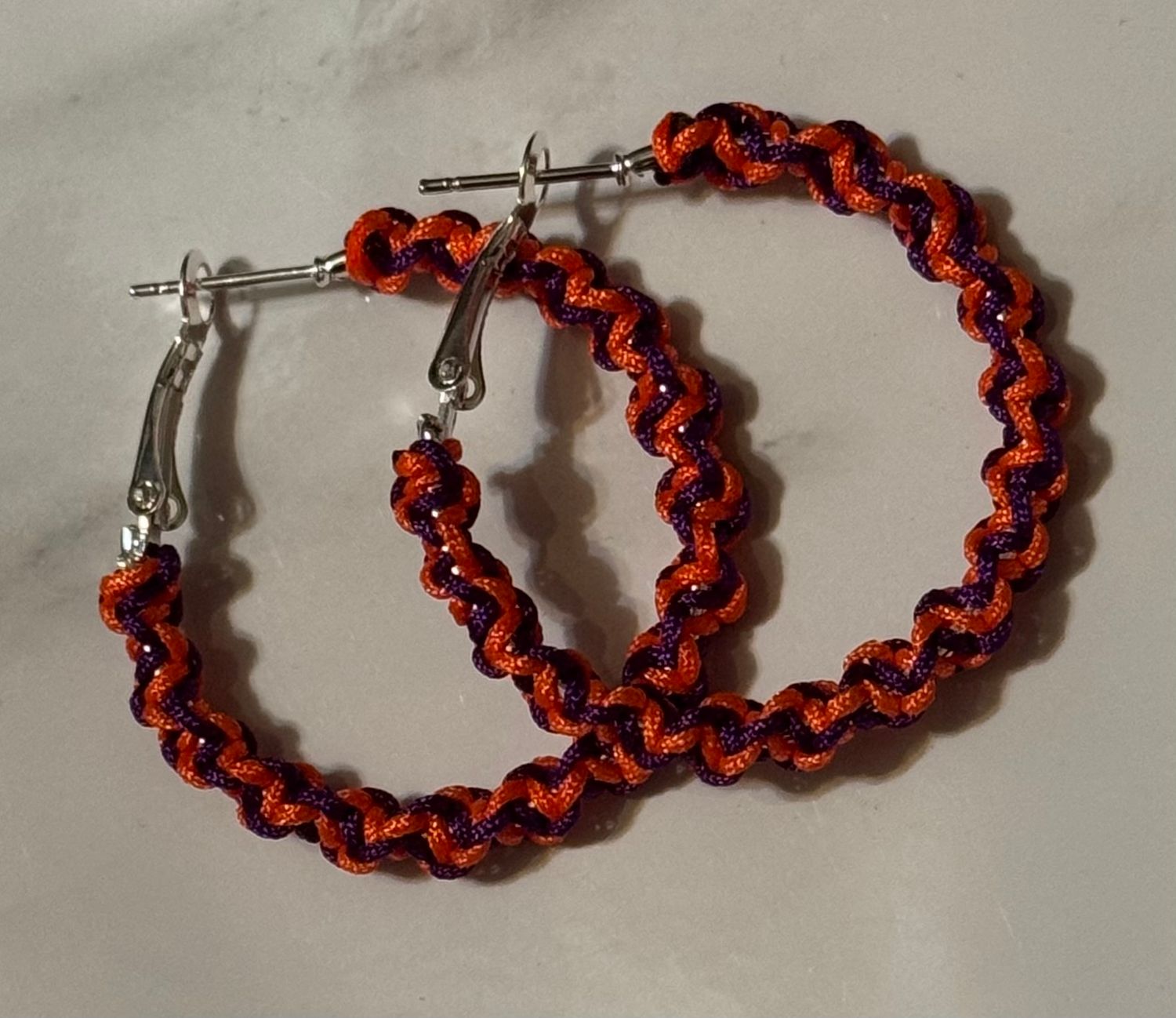Purple and Orange Macrame Hoops