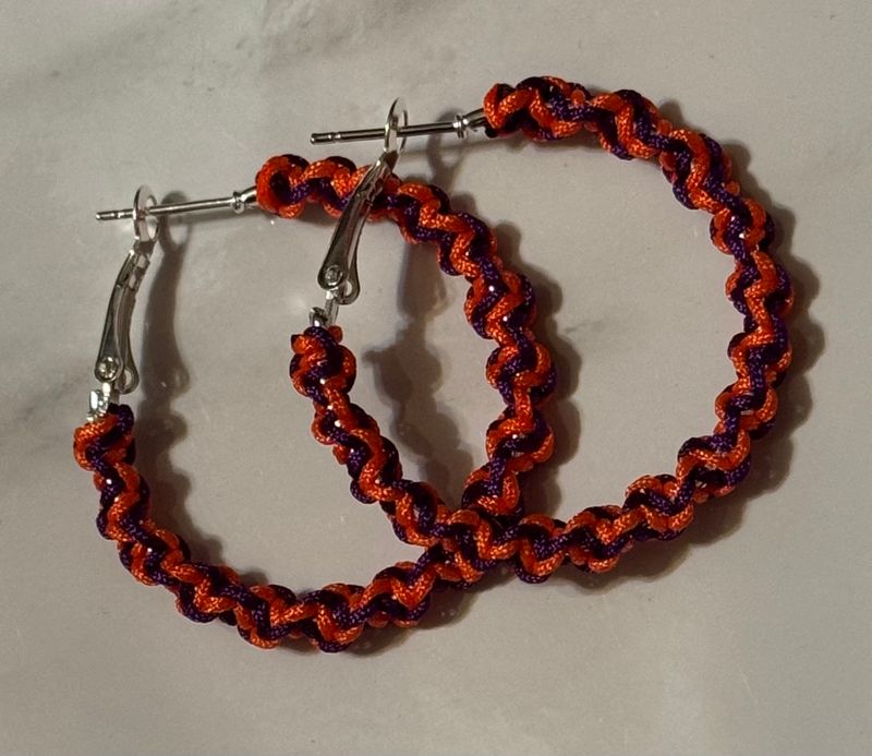 Purple and Orange Macrame Hoops